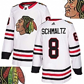 Blackhawks #8 Schmaltz White With Special Glittery Logo Adidas Jersey,baseball caps,new era cap wholesale,wholesale hats